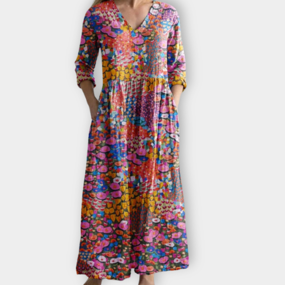 Στέλλα | Μακρύ φόρεμα boho από απαλό ύφασμα υψηλής ποιότητας