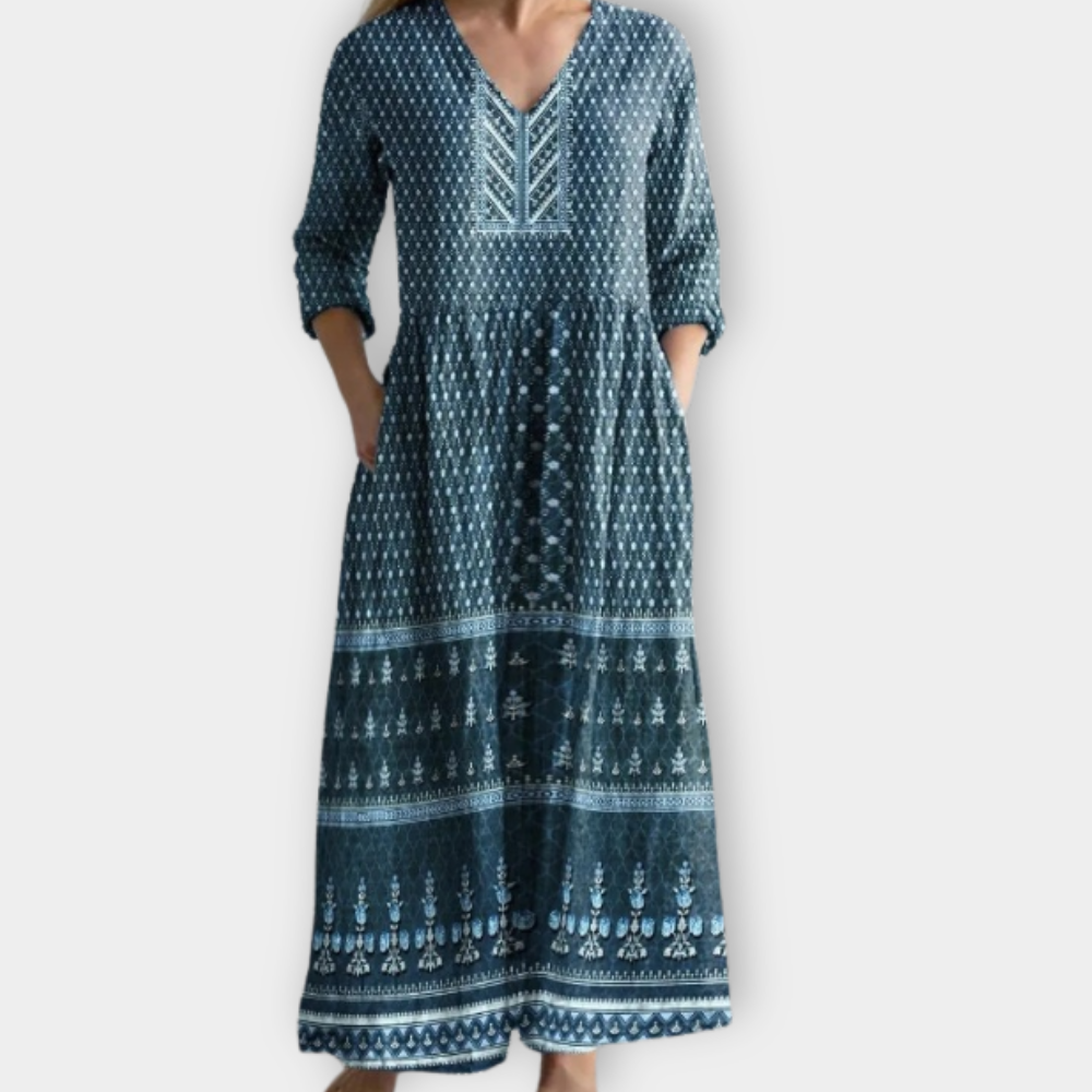Ανθούλα | Μακρύ φόρεμα boho από απαλό ύφασμα υψηλής ποιότητας