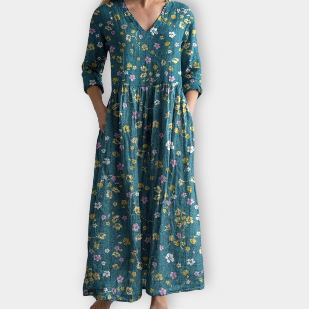 Παναγιώτα | Μακρύ φόρεμα boho από απαλό ύφασμα υψηλής ποιότητας
