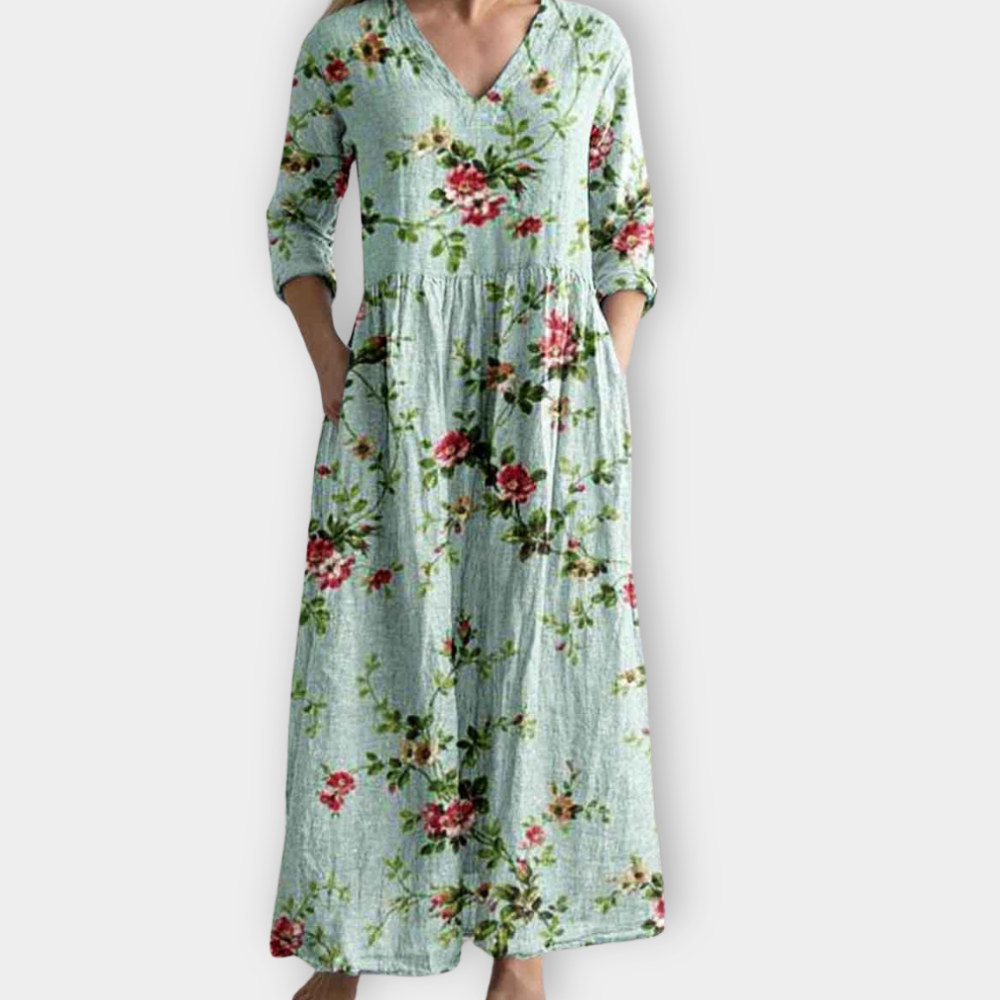 Μαρία | Μακρύ φόρεμα boho από απαλό ύφασμα υψηλής ποιότητας