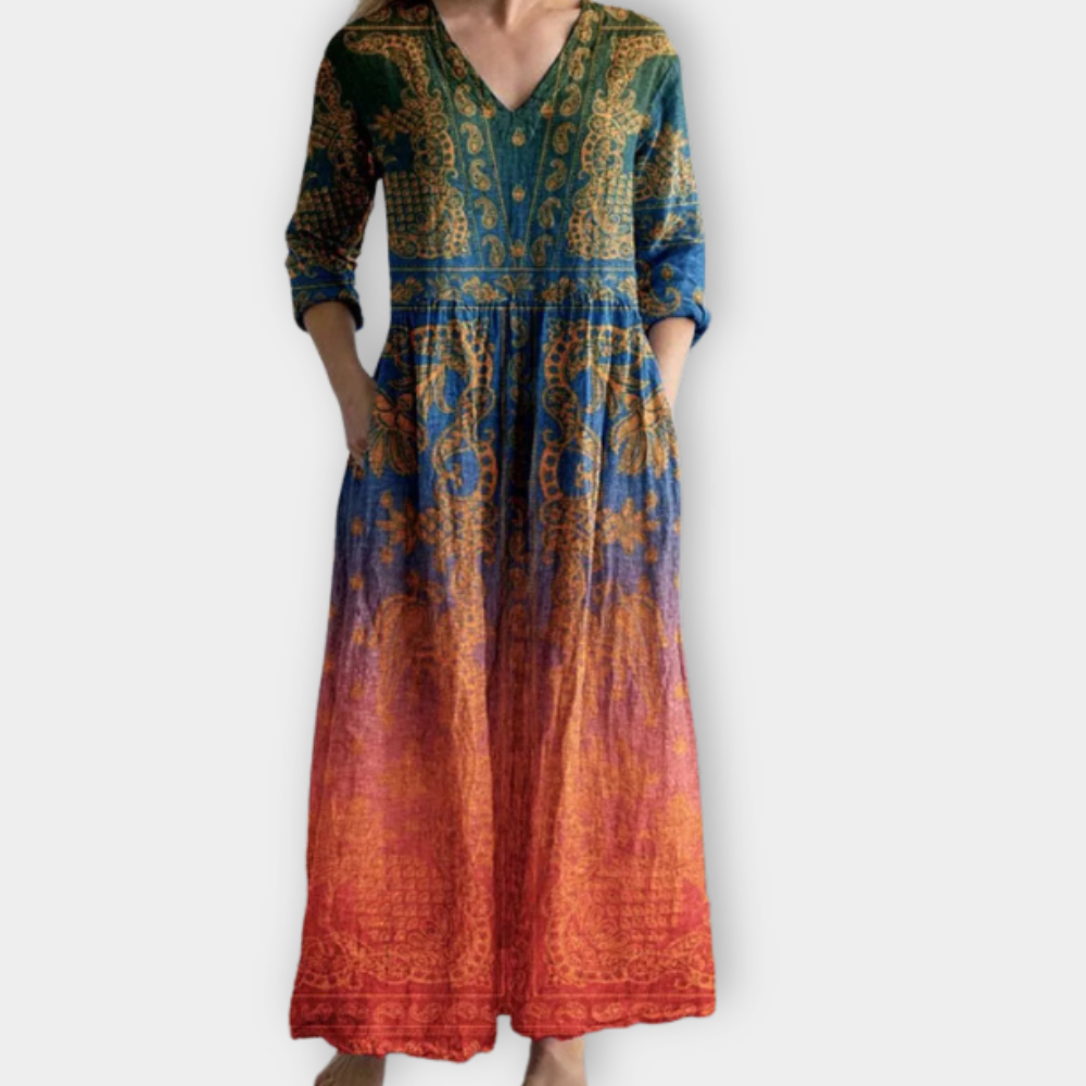 Άννα | Μακρύ φόρεμα boho από απαλό ύφασμα υψηλής ποιότητας
