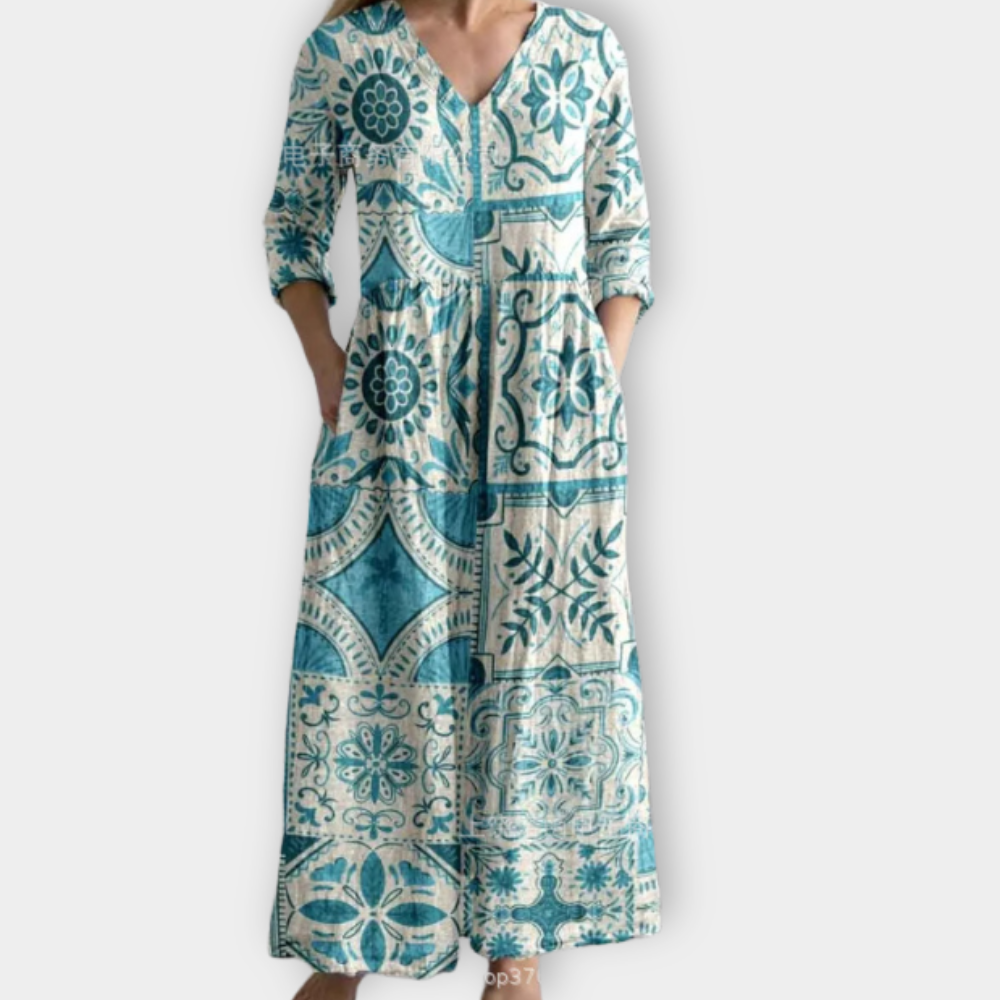 Μαγδαληνή | Μακρύ φόρεμα boho από απαλό ύφασμα υψηλής ποιότητας