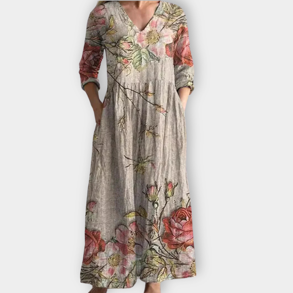 Δέσποινα | Μακρύ φόρεμα boho από απαλό ύφασμα υψηλής ποιότητας