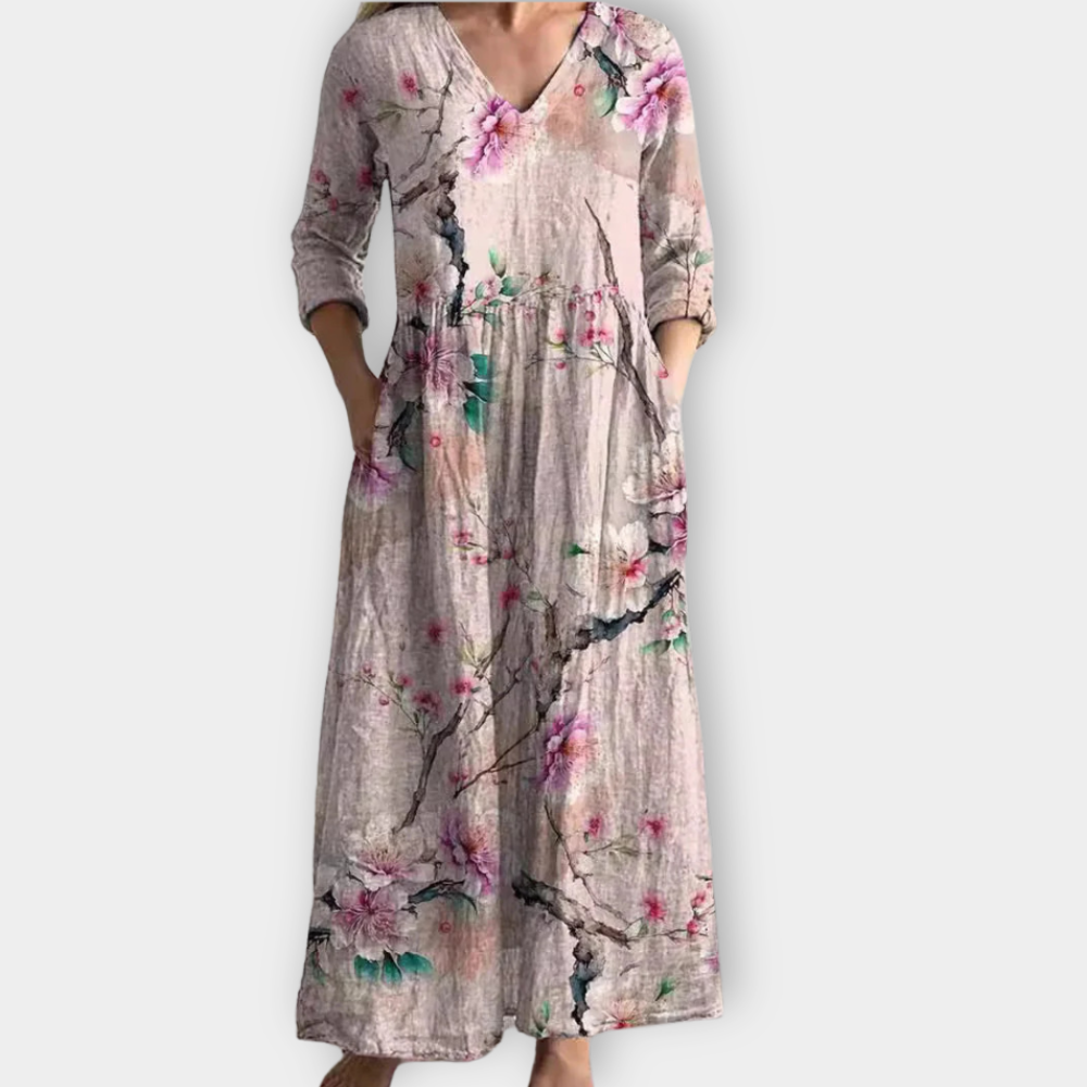 Γλυκερία | Μακρύ φόρεμα boho από απαλό ύφασμα υψηλής ποιότητας