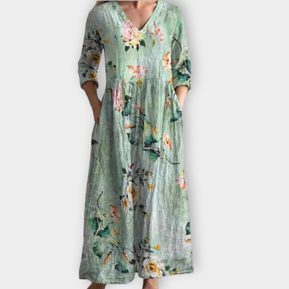 Αγγελική | Μακρύ φόρεμα boho από απαλό ύφασμα υψηλής ποιότητας