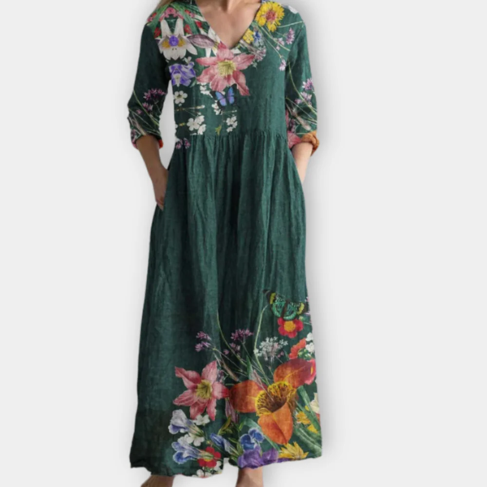 Juno - Καθημερινή Κομψότητα Floral Cotton Dress