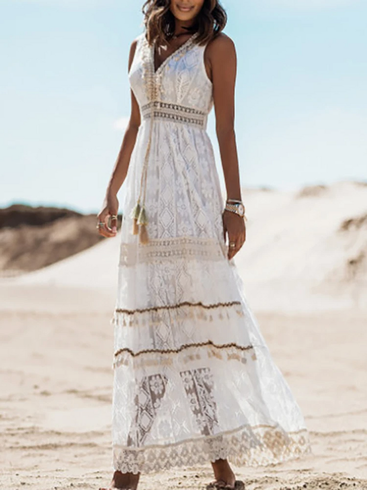 Emerson - Vintage Tassel Drawstring Boho Φόρεμα
