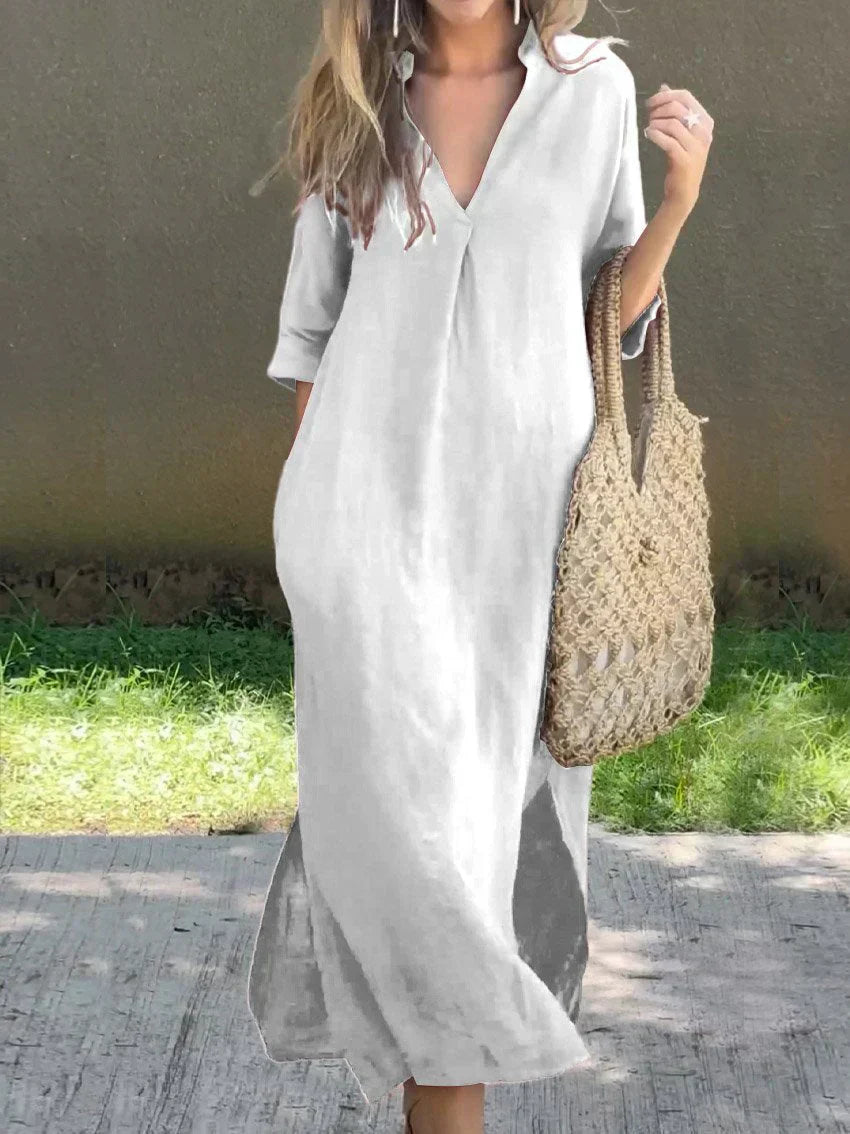 Αλέξα - Chic V-Neck Καλοκαιρινό Maxi Φόρεμα
