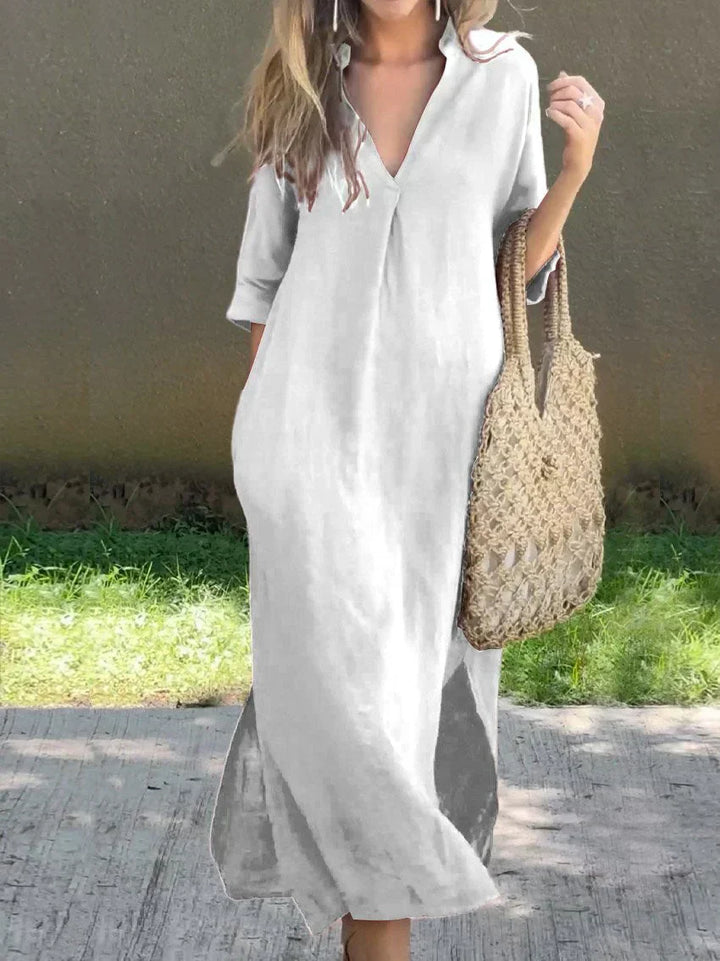 Αλέξα - Chic V-Neck Καλοκαιρινό Maxi Φόρεμα
