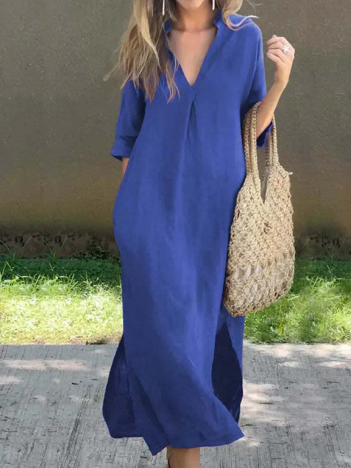 Αλέξα - Chic V-Neck Καλοκαιρινό Maxi Φόρεμα