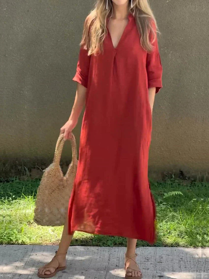 Αλέξα - Chic V-Neck Καλοκαιρινό Maxi Φόρεμα