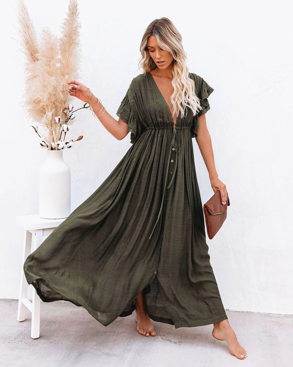 Audra - Μπoχο V-Neck Κιμόνο Παραλιακό Φόρεμα