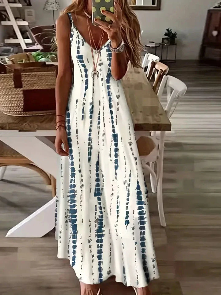 Σέριν - Γυναικείο Μακρύ Φόρεμα V-Neck Tie-Dye