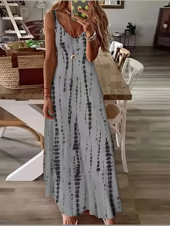 Σέριν - Γυναικείο Μακρύ Φόρεμα V-Neck Tie-Dye