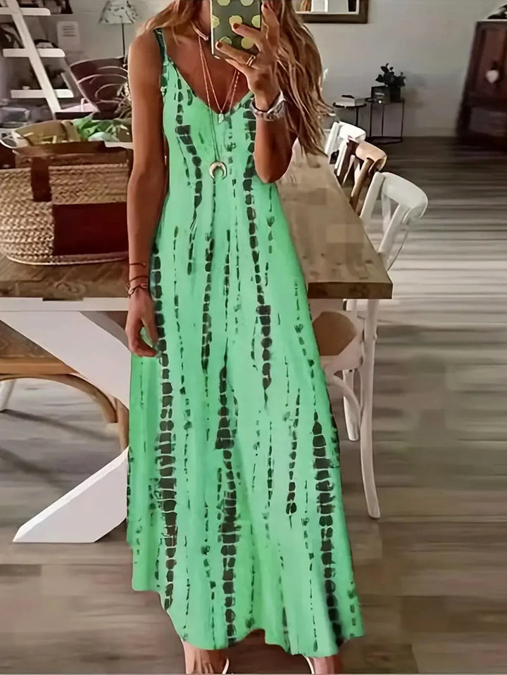 Σέριν - Γυναικείο Μακρύ Φόρεμα V-Neck Tie-Dye