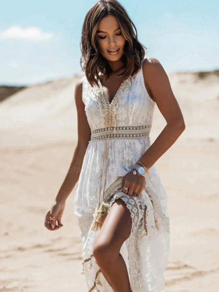 Emerson - Vintage Tassel Drawstring Boho Φόρεμα