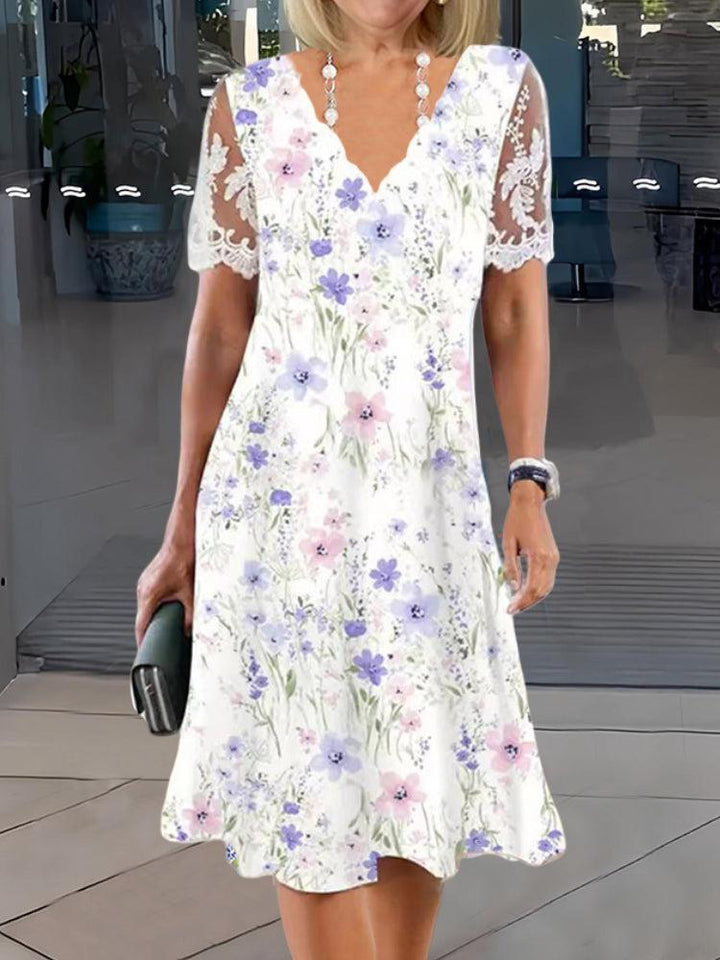 Harlyn - Γλυκό Floral Lace Patchwork Midi Φόρεμα
