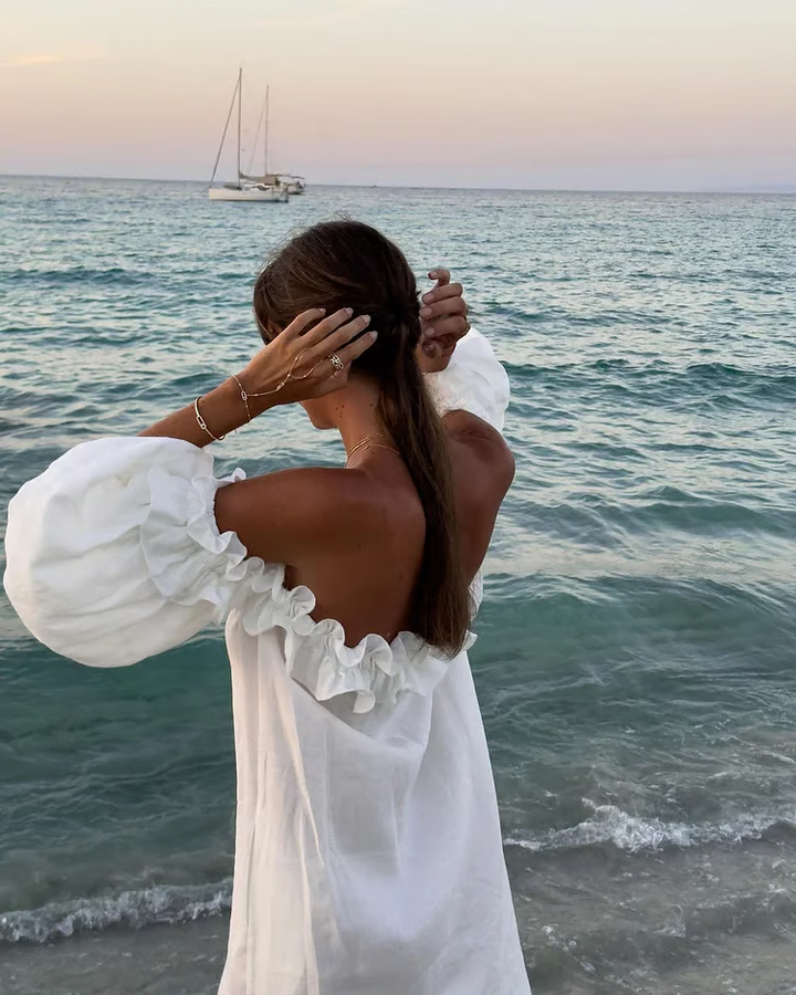 Σοφία - Φόρεμα Λινών Οff-Shoulder